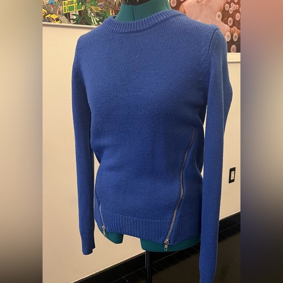 CUT25 by Yigal Azrouël asymmetrical zippers sweater Bright Cold Blue/Size S wool - Picture 3 of 5